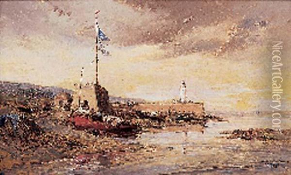 Vue D'un Port De Peche Oil Painting - Jules Achille-Noel