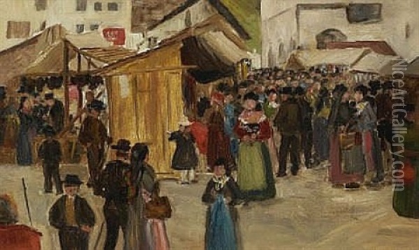 Leonhardimarkt In Litzldorf Oil Painting - Johann Sperl