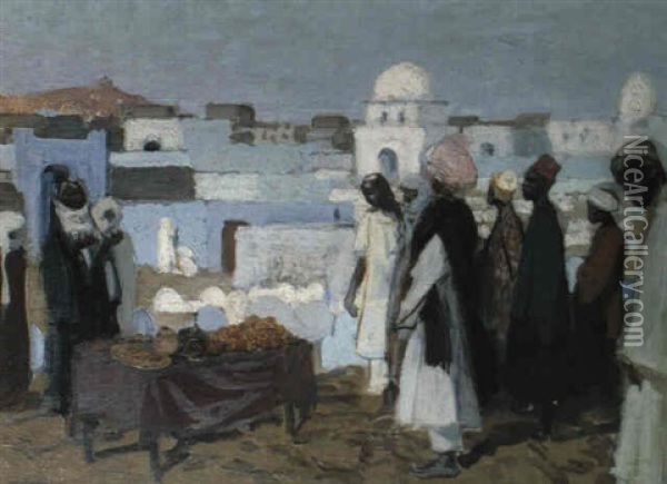 Les Invites, Maroc Oil Painting - Charles Henri Gaston Dagnac-Riviere