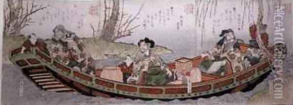 Sendai Group Triptych Three Heroes of the Kingdom of Shu Oil Painting - Gakutei Harunobu