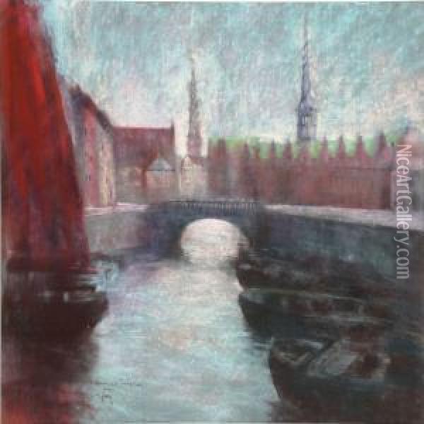 View Of Christianshavns Kanal Oil Painting - Edvard Anders Saltoft