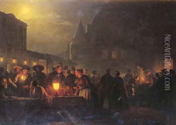 The Night Fair Oil Painting - Petrus van Schendel