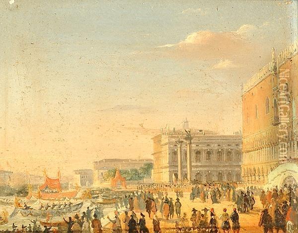 Sposalizio Del Mar; Carnevale, San Marco. Oil Painting - Giovanni Battista Della Libera