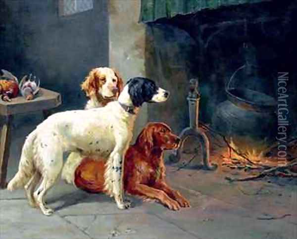 By the Fire Oil Painting - Alfred Duke