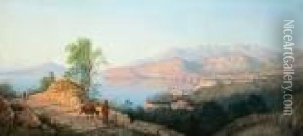 Vesuvius From Sorrento Oil Painting - Girolamo Gianni