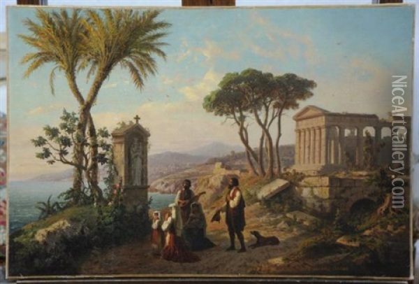 Recueillement Devant L'autel D'une Sainte En Italie Du Sud Oil Painting - Emmanuel Coulange-Lautrec