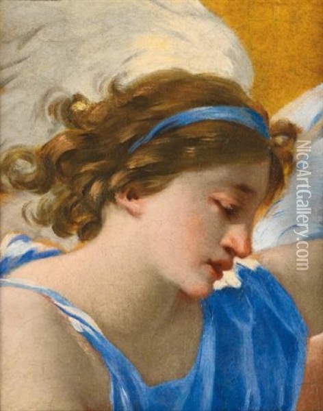 Head Of An Angel Oil Painting - Michel Dorigny