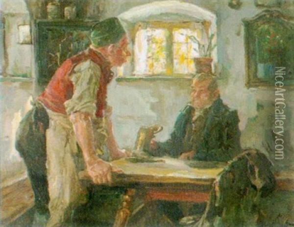Der Bierwimpfel Oil Painting - Hans Best