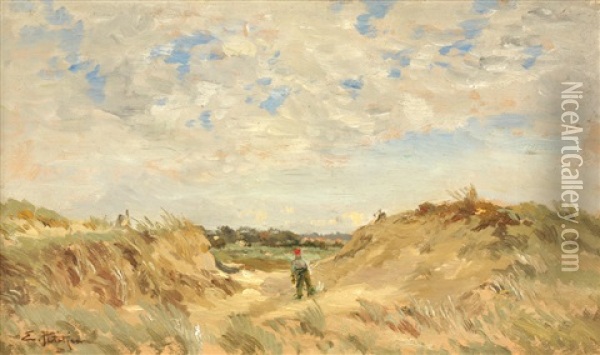 Dunes En Vendee Oil Painting - Edmond Marie Petitjean