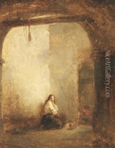 Junger Gefangener In Seiner Zelle Oil Painting - Hendrik Frans (Henri) Schaefels