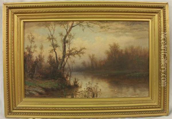 Landscape With Boaters Oil Painting - Albert B. Insley