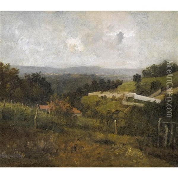 Dorfliche Landschaftspartie Oil Painting - Leon Richet