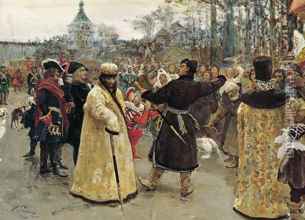 Arrival of the tsars Peter I and Ivan V Oil Painting - Ilya Efimovich Efimovich Repin