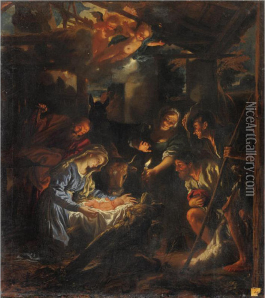 Adorazione Dei Pastori Oil Painting - Lieven Mehus