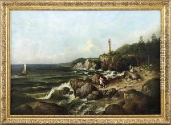 Passing The Lighthouse Oil Painting - Susan C. Waters