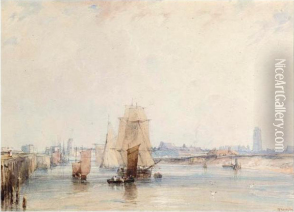 The Harbour At Dunkerque Oil Painting - Richard Parkes Bonington