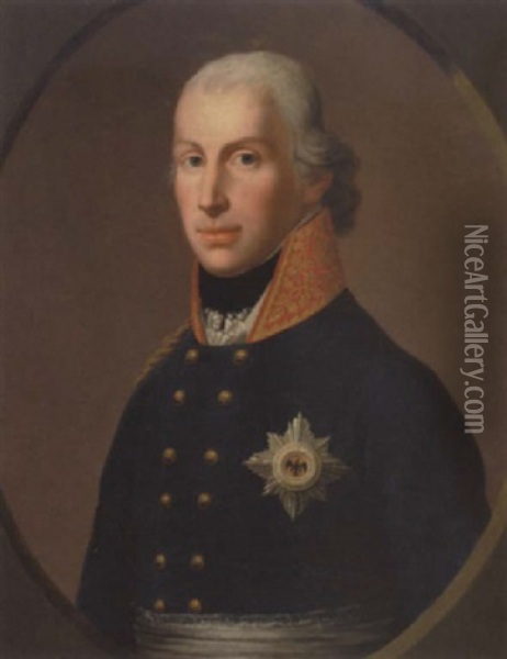 Friedrich Wilhelm Iii Af Preussen I Bla Uniform Oil Painting - Joseph Friedrich August Darbes