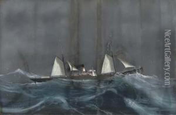 The Ravensdale In Stormy Seas Oil Painting - Luigi Roberto