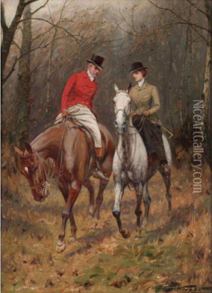 Out Riding Oil Painting - George Wright