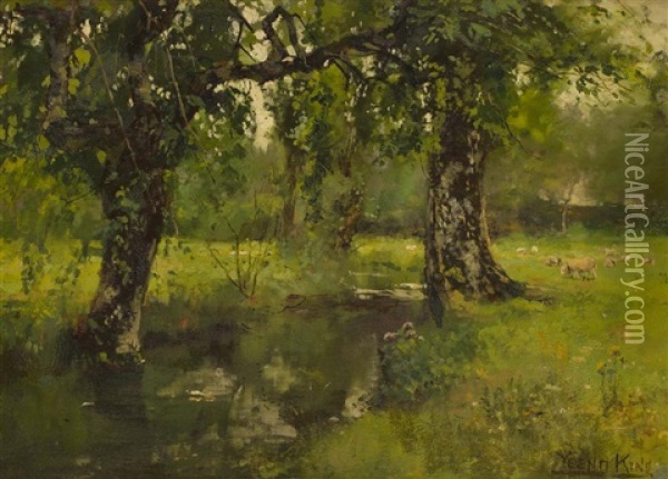 A Pastoral Oil Painting - Henry John Yeend King