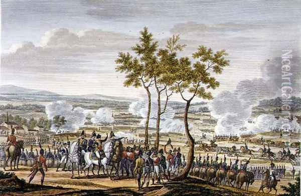 The Battle of Abensberg, 20 April 1809, engraved by Edme Bovinet 1767-1832 Oil Painting - Jacques Francois Joseph Swebach