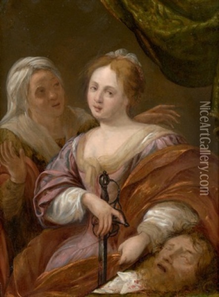Judith, Abra Et La Tete D'holopherne Oil Painting - Simon Vouet