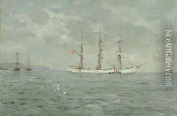 Atanchor-shipping At Falmouth Oil Painting - William Ayerst Ingram