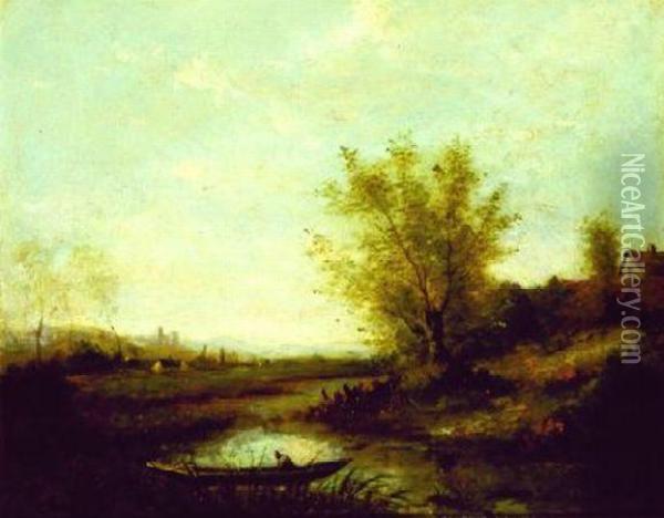Boater On A River Oil Painting - Jean-Baptiste-Camille Corot