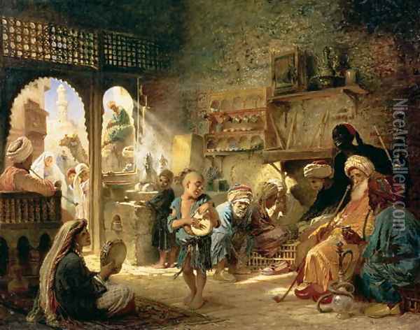 Coffee House in Cairo, 1870s Oil Painting - Konstantin Egorovich Egorovich Makovsky