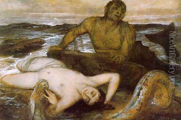 Triton and Nereid, 1877, Oil Painting - Arnold Bocklin