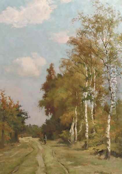 A sportsman in a birchtree forest Oil Painting - Willem Johannes Oppenoorth