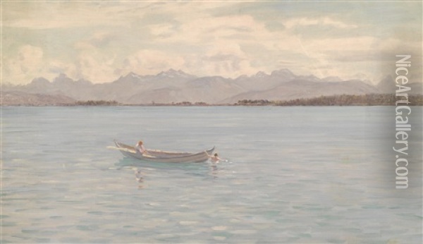 Seelandschaft In Karnten Oil Painting - Hermine Von Janda