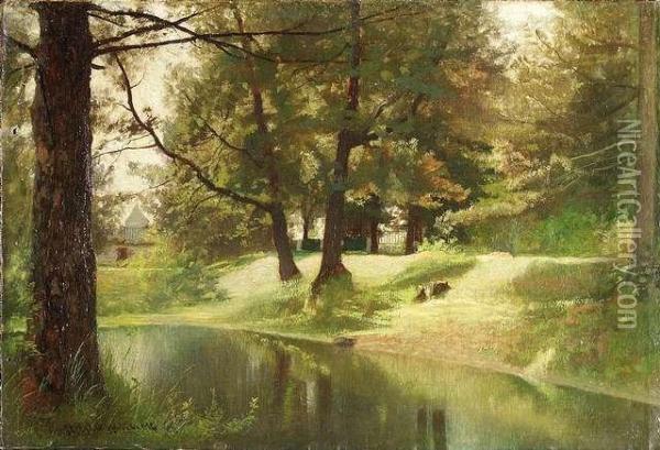 Summery River Landscape. Oil Painting - Ivan Shishkin
