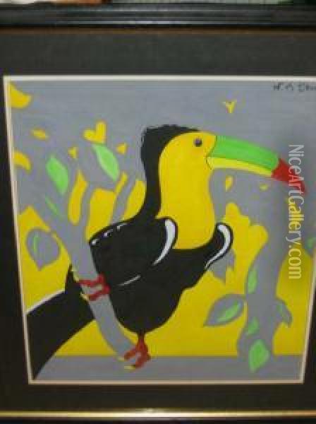 Toucan On A Branch Oil Painting - Joseph D. Strong