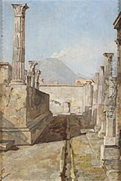 Taormina (+ Pompei; 2 Works) Oil Painting - Agneta (Agnes) Boerjesson