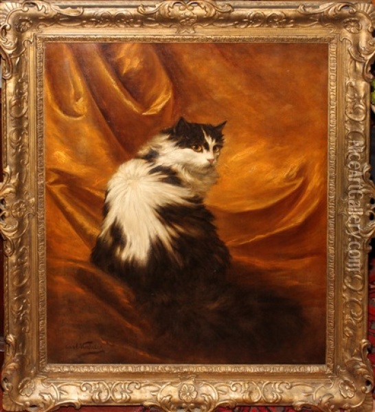 Seated Cat Oil Painting - Carl Kahler