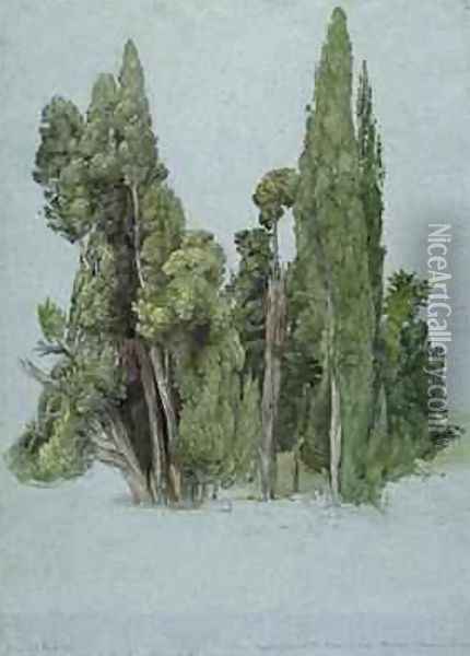 The Cypresses at the Villa d'Este, Tivoli Oil Painting - Samuel Palmer