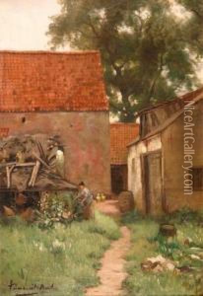 View On An Idyllic Farmers Homestead Oil Painting - Franz De Beul
