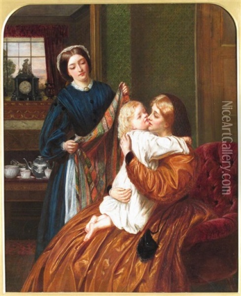 The Goodnight Kiss (attributed To Rebecca Solomon) Oil Painting - John Everett Millais