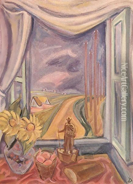 Wanderer in the Window Oil Painting - Imre Nagy