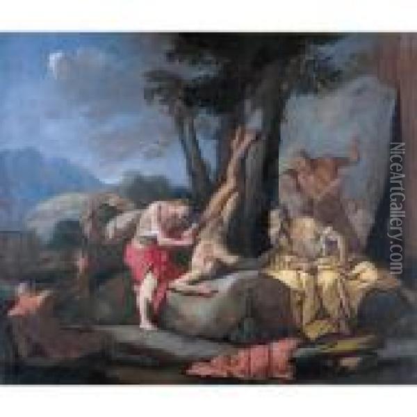 Apollo And Marsyas Oil Painting - Giulio Carpione