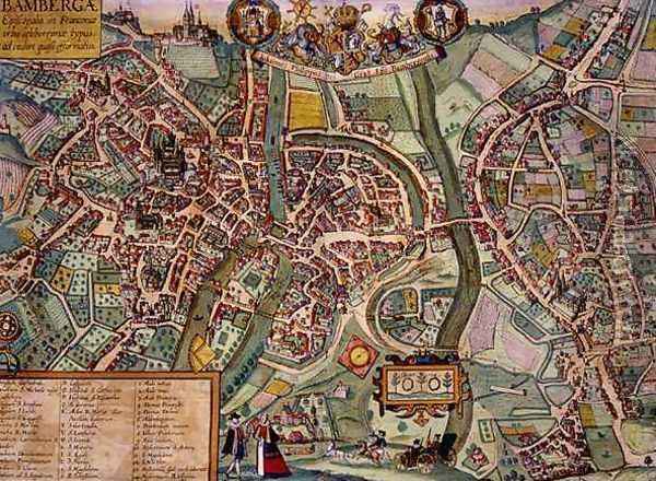 Map of Bamberg from Civitates Orbis Terrarum Oil Painting - Joris Hoefnagel