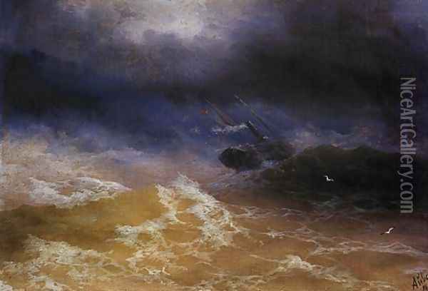 Storm on Sea Oil Painting - Ivan Konstantinovich Aivazovsky