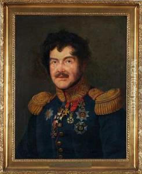 Portrait Des Generalleutnant Reichsfrh. Von Hugel, Ludwigsburg 1775 - 1837 Stuttgart Oil Painting - Franz Seraph Stirnbrand