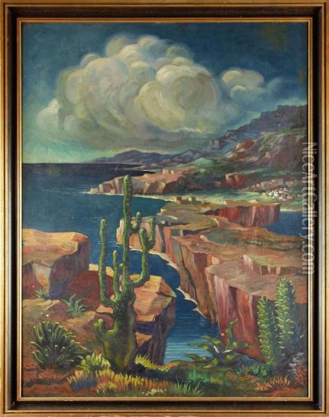 Sydlandsktkustlandskap Oil Painting - Jean Skoglund