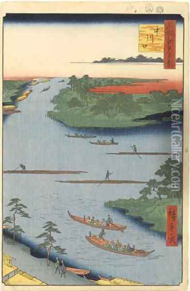 Nakagawa River Mouth No 70 from One Hundred Famous Views of Edo Oil Painting - Utagawa or Ando Hiroshige