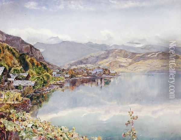 The Lake of Lucerne Mount Pilatus in the Distance Oil Painting - John William Inchbold