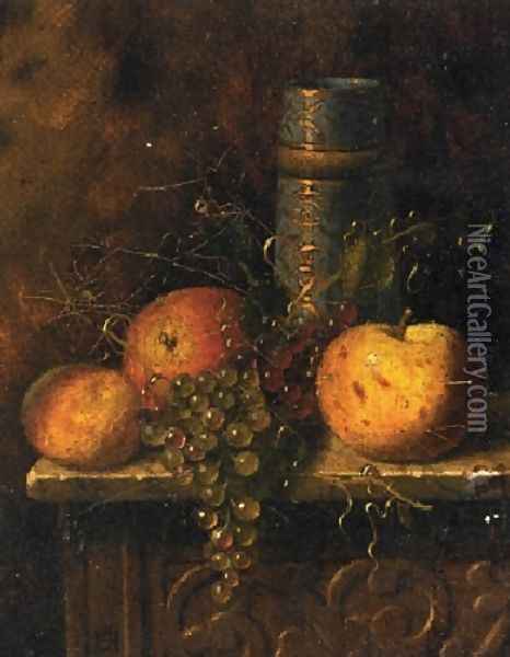 Still Life with Fruit and Vase I Oil Painting - William Michael Harnett