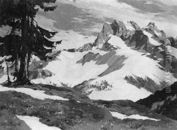 Dreitorspitze Im Kreuzeck Bei Garmisch Oil Painting - Hans Maurus
