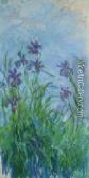 Iris Mauves Oil Painting - Claude Oscar Monet